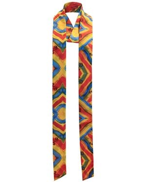 Janara Jones Lizards Print Satin Scarf - Orange