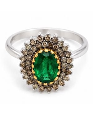Artisan 18K Oval Diamond Halo Ring - Green
