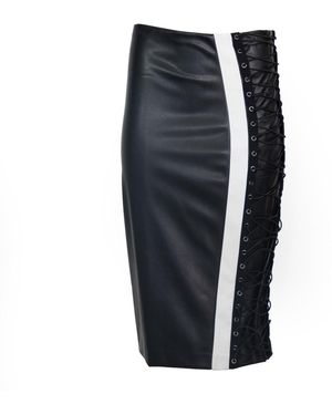 Vivienne Pash Faux Leather High Waisted Pencil Skirt - Blue