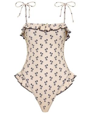 Montce Cynthia Floral Jacelyn Ruffle One-Piece - White