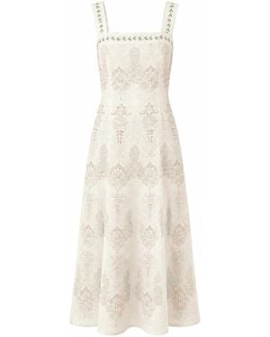 Exquise Neutrals Elvis Square Neck Linen Midi Dress - White