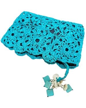 Perlavera Raffia Summer Handcrafted Clutch - Blue
