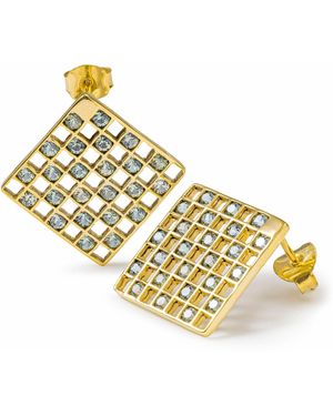 German Kabirski Aether Plated Geometric Earrings With Sapphire - Metallic