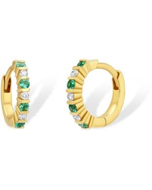 Jewelbird Emerald And Diamond Huggie Earrings - Metallic