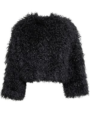 Audrey Vallens Miss Av Crop Fur Jacket - Black