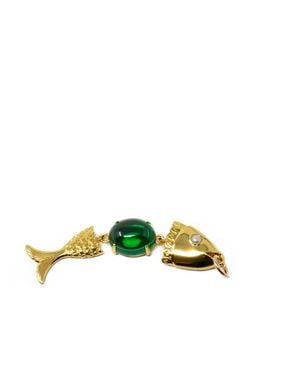 NASI SILVER Swimming Neshama Fish Pendant- Spinel & Freshwater Pearl - Yellow