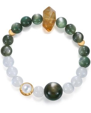 Aurozia Radiant Uprise Lunar Phase& Moon Lepidolite Moonstone Crystal Bracelet - Green