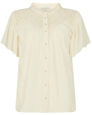 Lily and Lionel Kew Lace Insert Angel Sleeve Shirt - Natural
