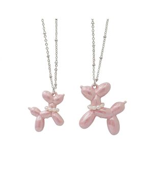 POPORCELAIN Porcelain Balloon Doggie Necklace, Tone - Pink