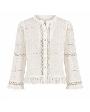 Rose & Nancy Abi Ivory Long Sleeve Lace Blouse - White