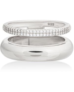 Shabella Nyc Pave Dual Ring - White