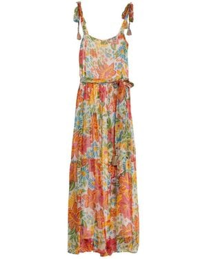 Niza Long Floral Dress Formentera - Metallic