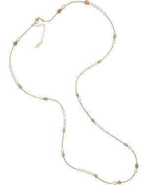 Farra Moonstone With Pearls Long Necklace - White