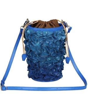 F3Rog by Rana The Crossbody Coral Bucket Bag With A Shoulder Strap - Blue