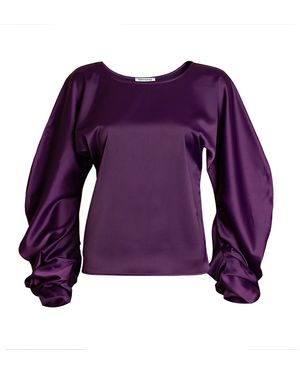 Bianca Popp Puff Blouse With Long Sleeves - Purple