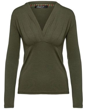 Conquista Micromodal Elastane Jersey Wrap Top - Green