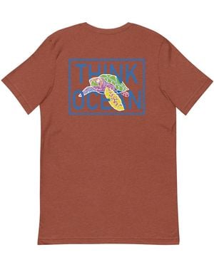 Anchor and Crew Clay Think Ocean Turtle Fluorescence Cotton Embroidered T-Shirt - Orange