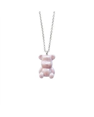 POPORCELAIN Sweet Porcelain Teddy Bear Necklace, Tone - Pink
