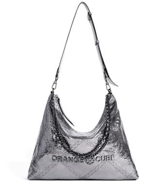 Orange Cube Metropolitan Crossbody Bag - White