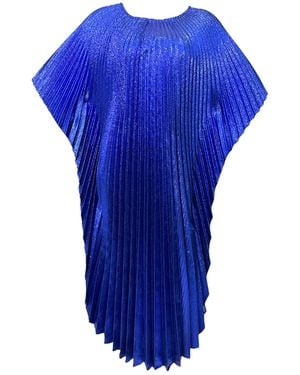 Julia Clancey Madam Electric Pleated Lurex Kaftan - Blue