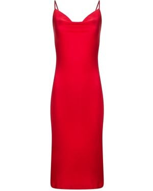 Urban Touch Cowl Neck Satin Slip Cami Midi Dress _ - Red