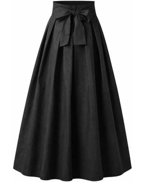 Nikka Place Maxi Cotton Elegant Skirt With Front Bow & High Waist - Black