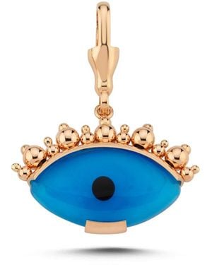 Ecce | Artisan Diamonds 14K Solid Eye See You With Ball Eyelash Charm - Blue