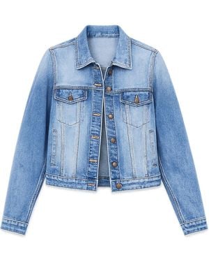 Yumi' Stretch Washed Denim Jacket - Blue