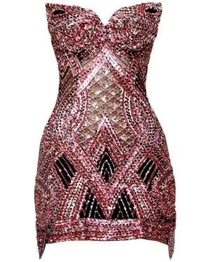 Angelika Jozefczyk Mosaic Sequin Mini Dress - Red