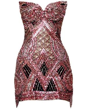 Angelika Jozefczyk Mosaic Sequin Mini Dress - Red