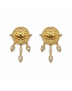 Aurozia Lotus Within Vermeil Lotus Drop Earrings - Metallic