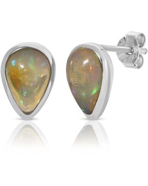 Glamrocks Jewelry Teardrop Welo Opal Stud Earrings - Metallic