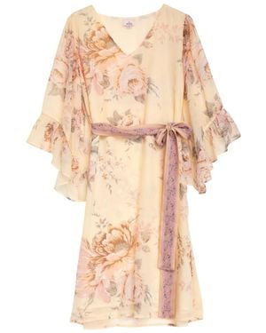 Niza Long Sleeved Shirt With Embroidery On Cuffs And Neckline - Natural