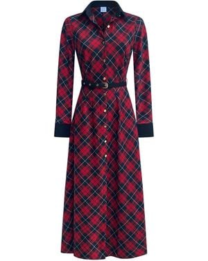 Why Mary Marion Classic Tartan A-Line Midi Dress - Purple