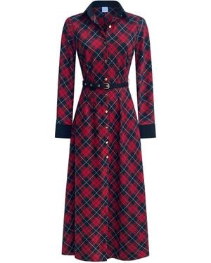 Why Mary Marion Classic Tartan A-Line Midi Dress - Purple