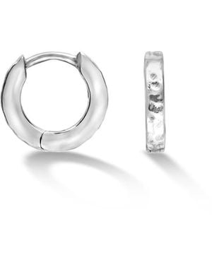 Dower & Hall Small Hammered Nomad Huggie Hoops - White