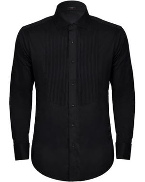 DAVID WEJ Ashton Collar Double Cuff Dress Shirt – - Black