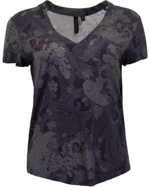lords of harlech Victoria Paisley Explosion V-Neck Printed Top - Blue