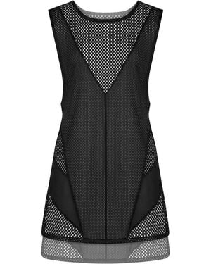 Kim Foley High-Low Beach Cover-Up Athletic Mesh Dress - Black
