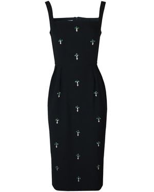 2KStyle Vivienne Crystal Hand-Embellished Event Midi Dress - Black