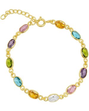 Spero London Multicolour Oval Gem Sterling Bracelet - Metallic
