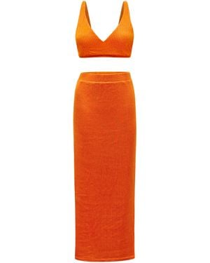 Why Mary Arancia Crop Top And Maxi Pencil Skirt - Orange