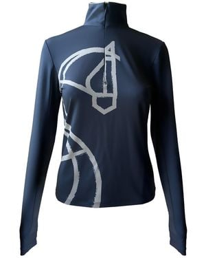 Champagne & Horses Long Sleeve Sun Shirt Painted Horse - Blue