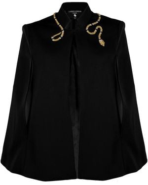 House of Laines London Laines Couture Tailored Cape With Embellished & Wrap Around Snake - Black
