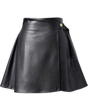 Kargede Vegan Leather Wrap Skirt - Black