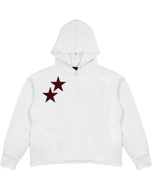 Aura & Co Burgundy Star Hoodie - White