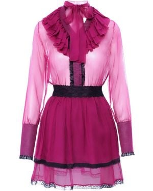 AVENUE No.29 Silk Ruffled Mini Dress – Fuchsia - Purple