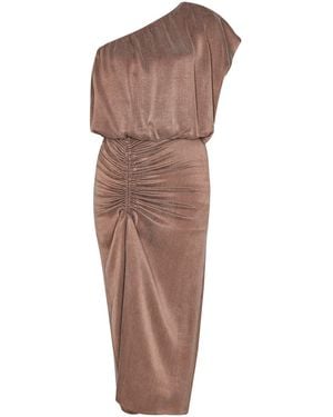 By Felizia Rue Co-Ord Set With One Shoulder Top & Midi Skirt - Brown