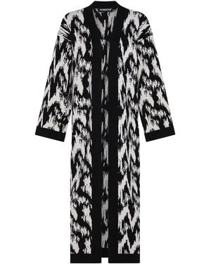 INGMARSON Ikat Wool & Cashmere Knitted Cardigan Long - Black