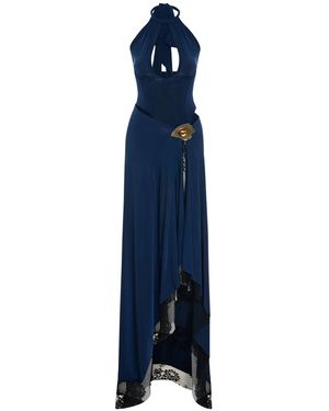 Maison sél Body Suit Maxi Dress With Lace - Blue
